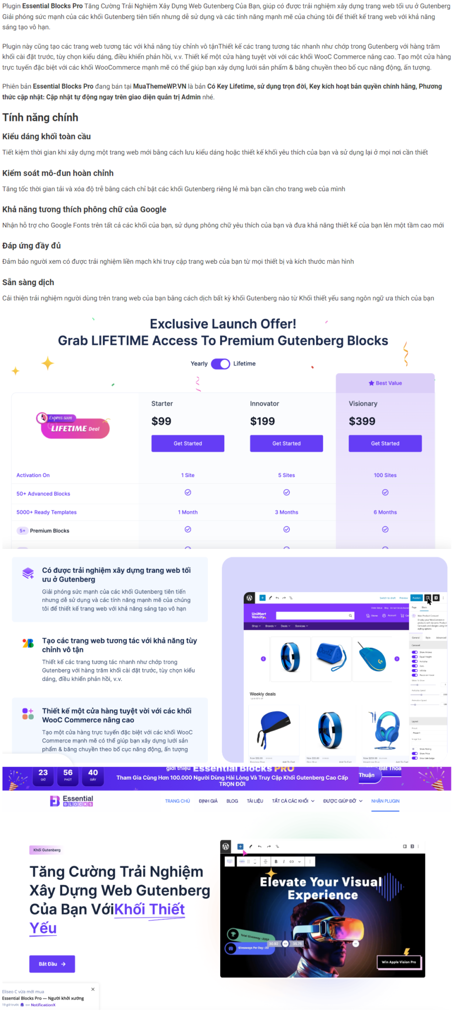 Essential Blocks Pro [Có Key] Lifetime, Sử Dụng Trọn đời