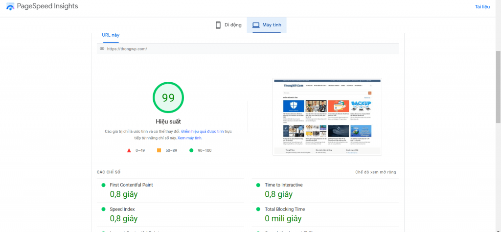 Tải WP Rocket miễn phí bản mới nhất cho Website Wordpress 14 Điểm số của ThongWP.com đạt gần tuyệt đối khi sử dụng WP Rocket