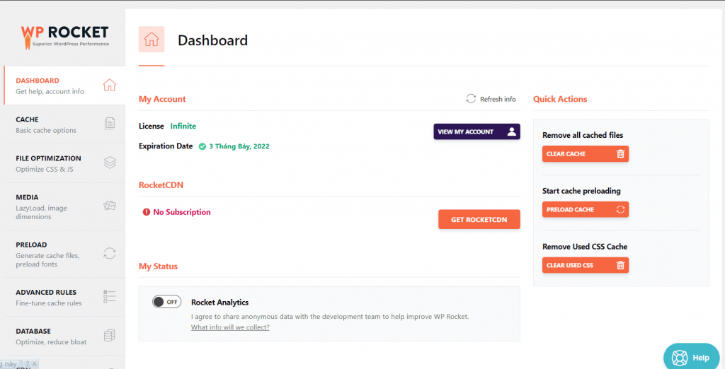 Tải WP Rocket miễn phí bản mới nhất cho Website Wordpress 15 Giao diện WP Rocket thân thiện với người dùng