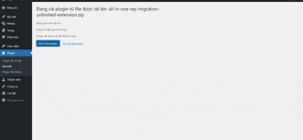 Giới thiệu All in one Migration, Plugin Sao lưu dữ liệu phổ biến nhất 19 Cài đặt All in one Migration