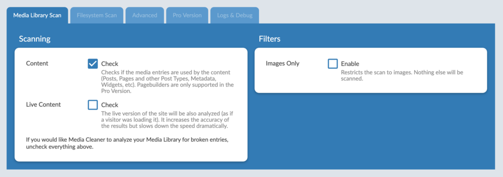Media Cleaner Pro 5 Media Cleaner Settings