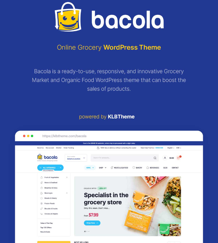 Bacola - Grocery Store and Food eCommerce Theme