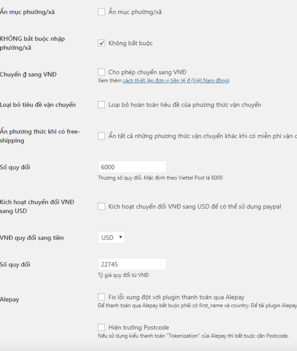Plugin tính phí vận chuyển cho quận/huyện trong woocommerce