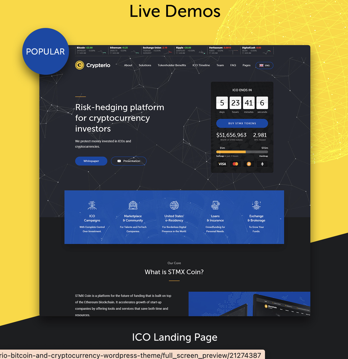 Crypterio - NFT and Crypto Landing Page WordPress Theme
