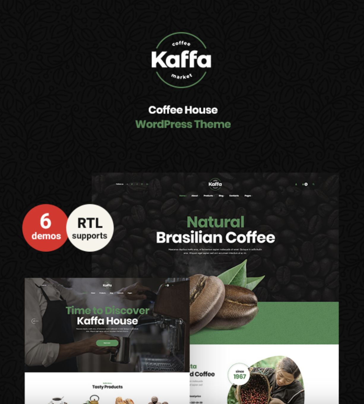 Kaffa - Cafe & Coffee Shop WordPress Theme + RTL