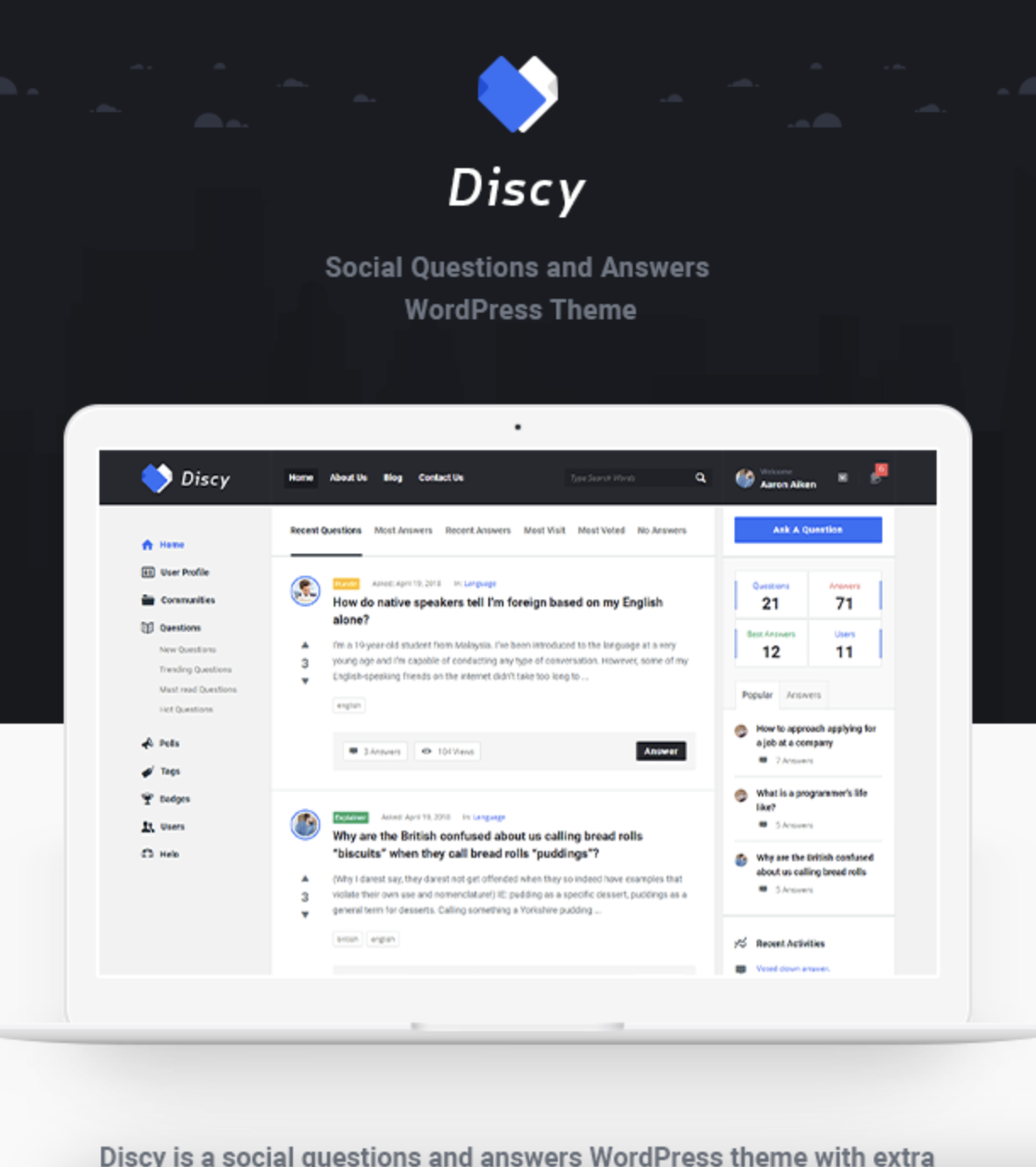 Discy - Social Questions and Answers WordPress Theme