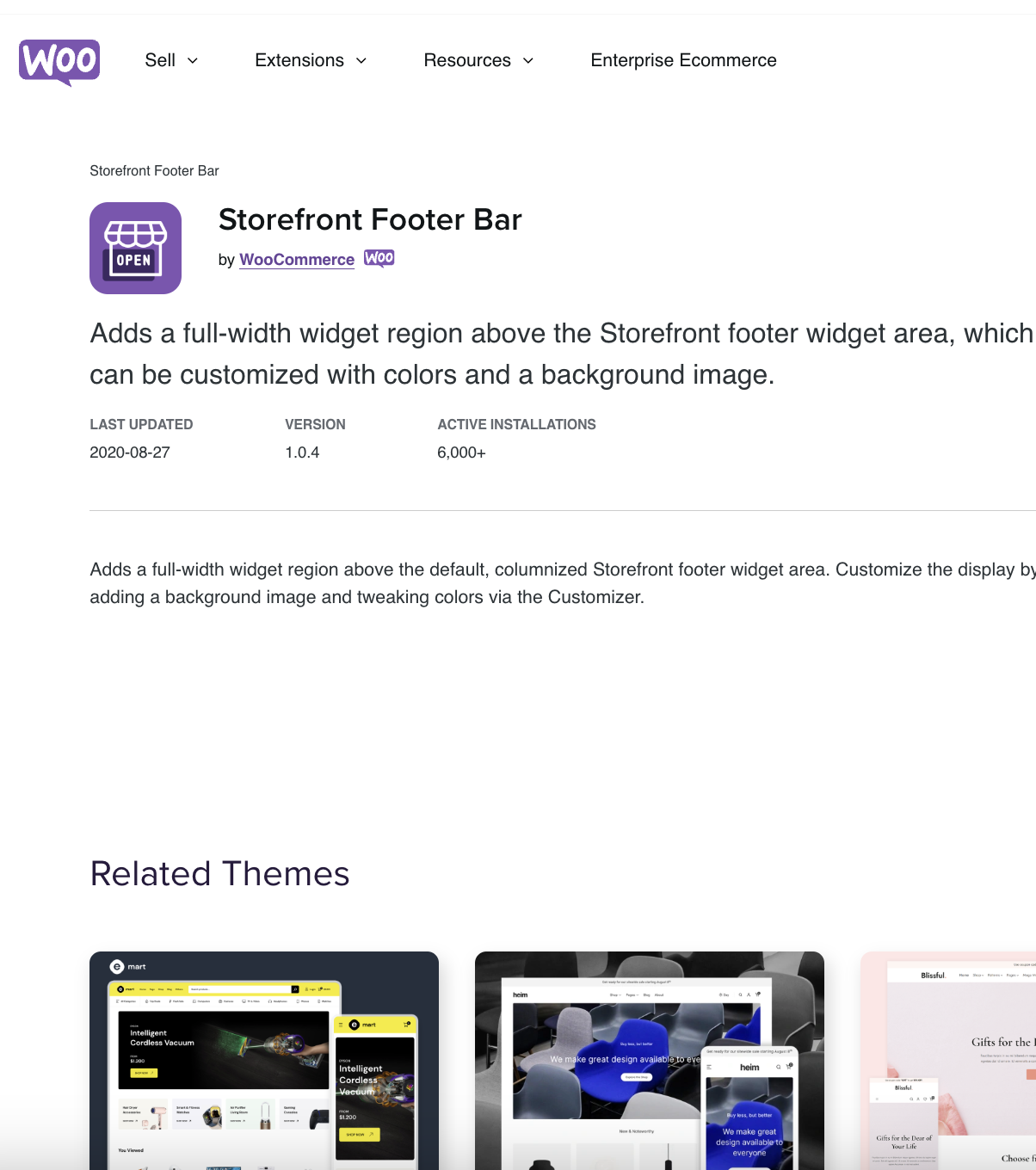 Storefront Footer Bar