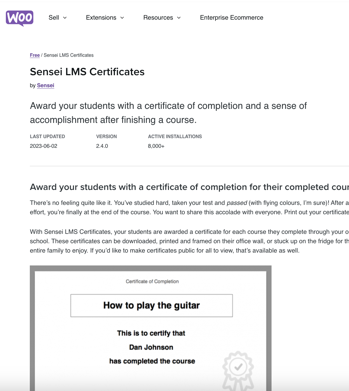 Sensei LMS Certificates