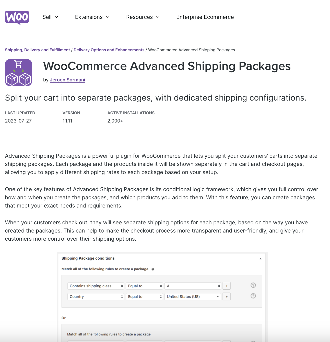 WooCommerce Advanced Shipping Packages