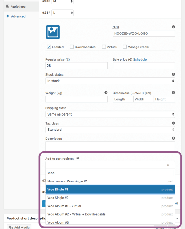 add to cart redirect for woocommerce variable product