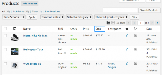 woocommerce cost of goods bulk view 550x254 1