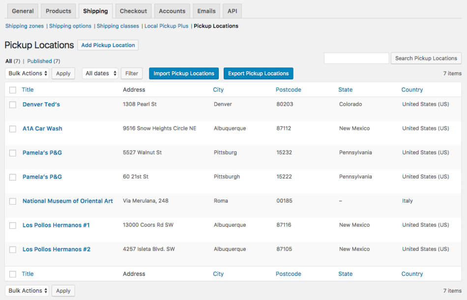 woocommerce local pickup plus locations