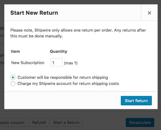 woocommerce shipwire return settings