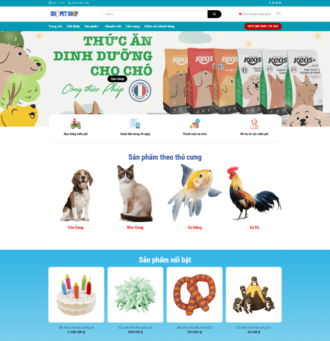 Theme wordpress thực phẩm thú cưng
