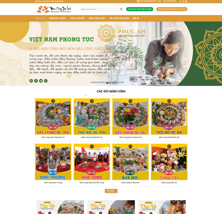 Theme wordpress đồ cúng, mâm cúng