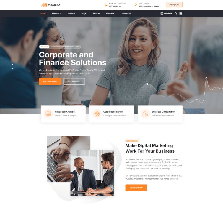 Theme wordpress giới thiệu công ty marketing