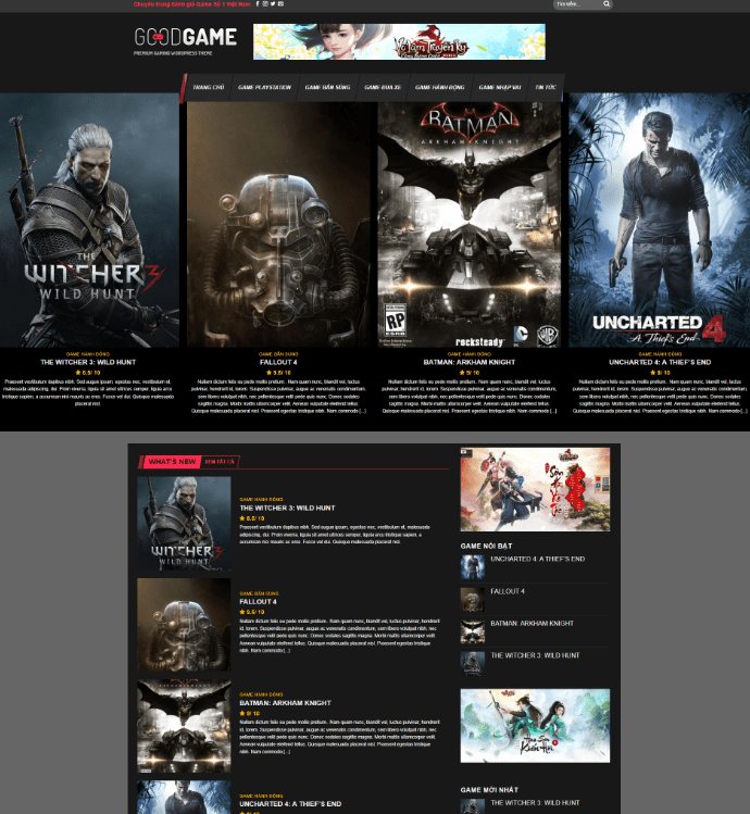 Theme wordpress review quảng cáo game