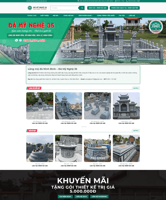 Theme wordpress giới thiệu cơ sơ làm lăng bia mộ