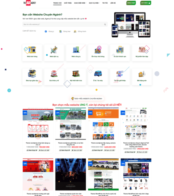 Theme wordpress công ty Agency 7 full chức năng thiết kế web, domain hosting, bán theme