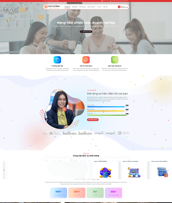 Theme wordpress giới thiệu công ty thiết kế web Agency 8