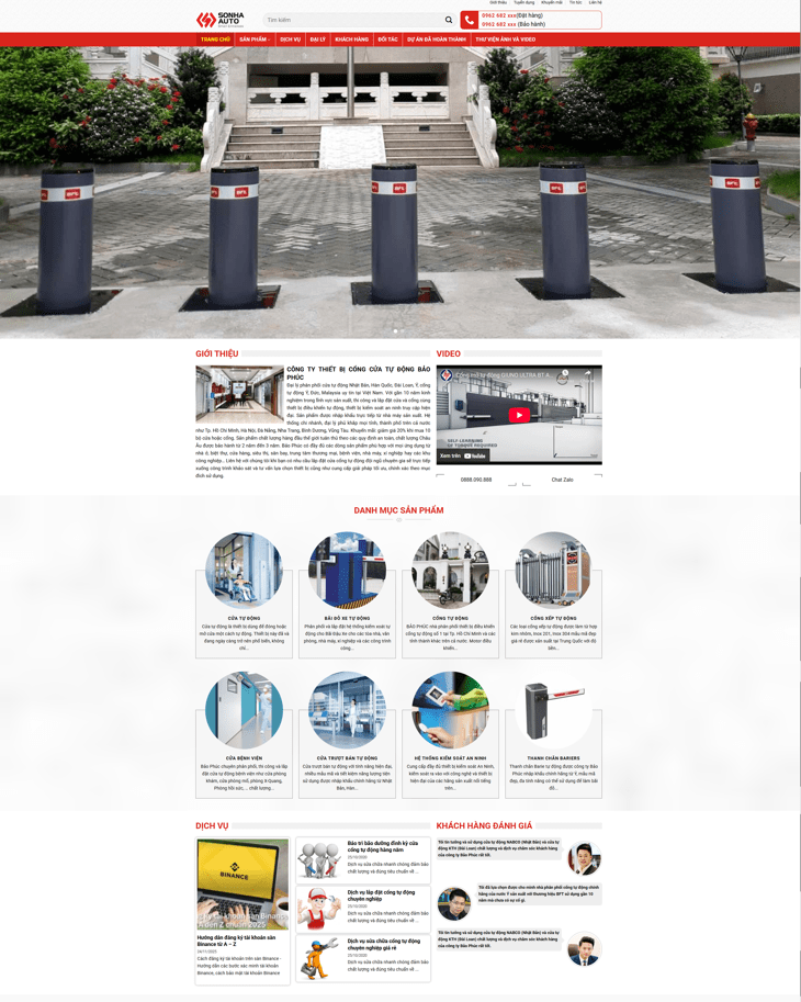 Theme WordPress công ty thi công & lắp đặt Cửa Tự Động