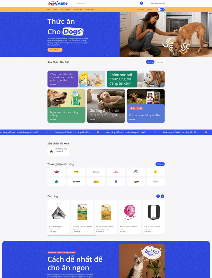 Theme WordPress Elementor thú cưng, chức ăn chó mèo 01