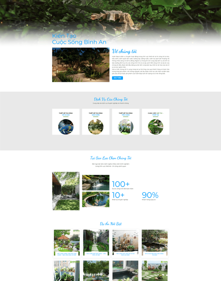 Theme WordPress thi công hồ cá Koi Tiểu cảnh 02