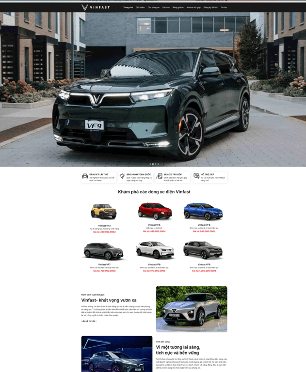 Theme WordPress bán xe ô tô Vinfast