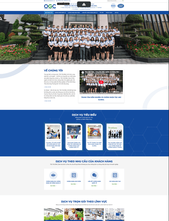 Theme WordPress trung tâm chứng nhận và kiểm định