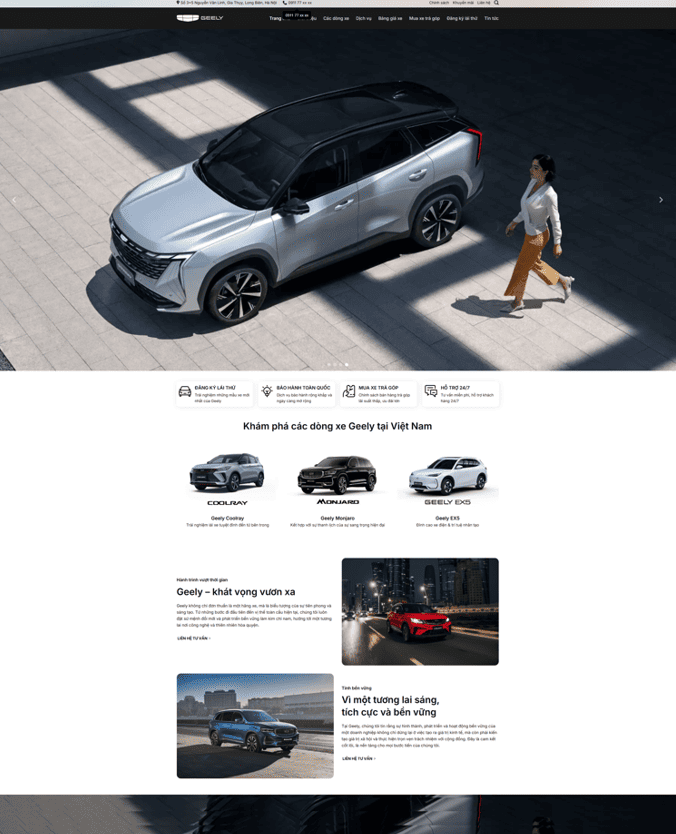 Theme WordPress bán xe ô tô Geely