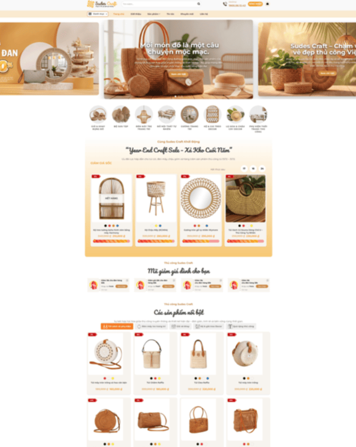 Theme WordPress giỏ mây & thủ công mỹ nghệ