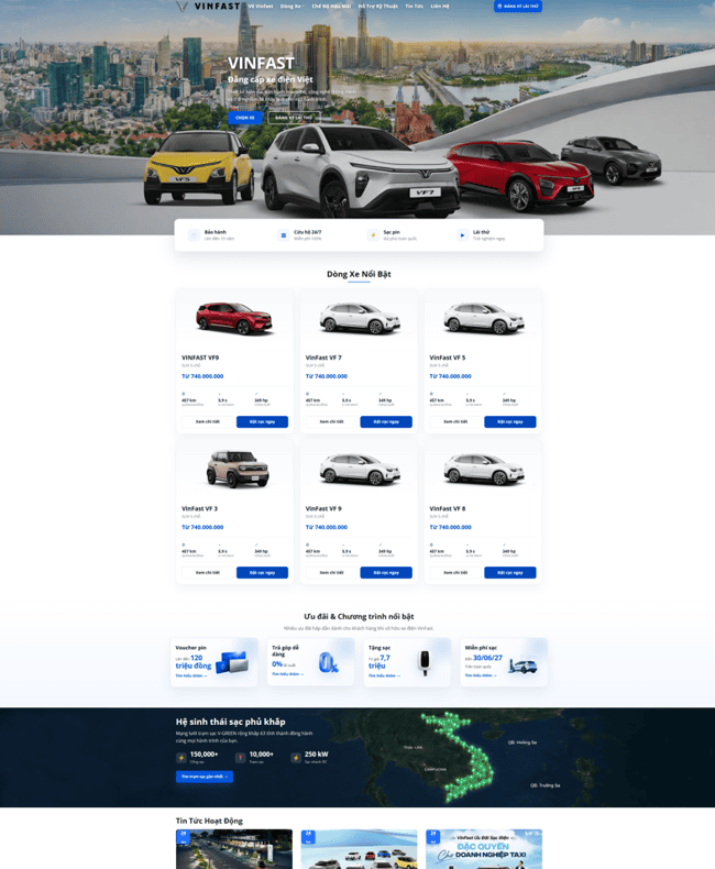 Theme wordpress showroom VinFast chuyên nghiệp