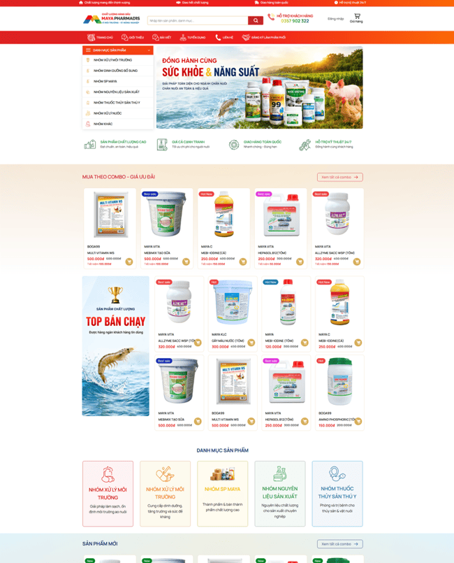Theme WordPress Bán Thuốc Thủy Sản, Gia Súc , Thú Y